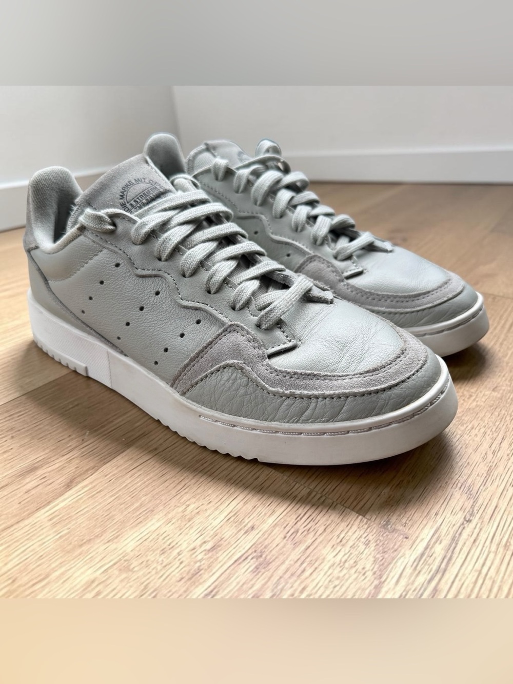 Adidas Supercourt Women’s 7.5 Mint Gray Leather Nubuck Court Sneakers